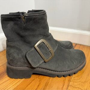Fly London Riley Gray Suede Ankle Boots with Buckle - new